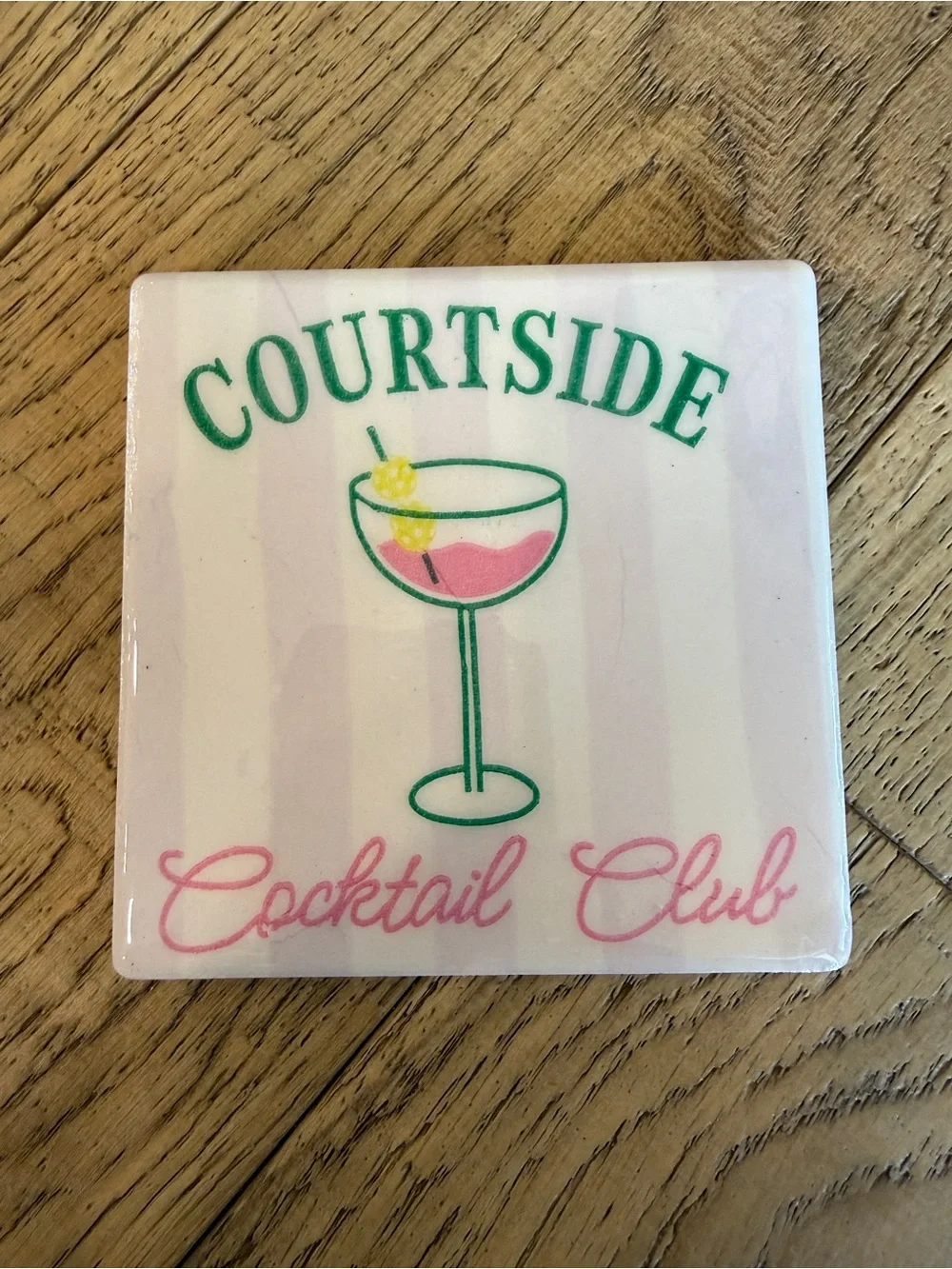 Resin Coated Ceramic Pickleball Coaster Set of 4